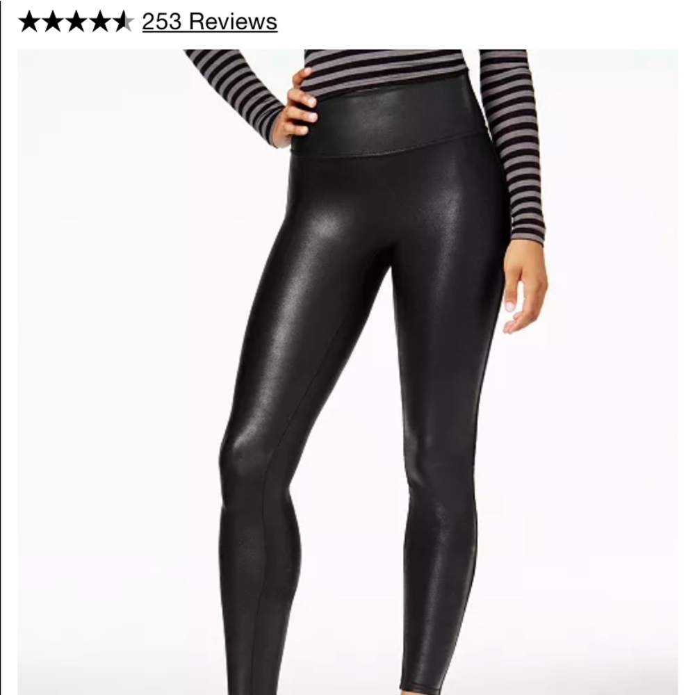 Women's Faux-Leather Tummy Control Leggings